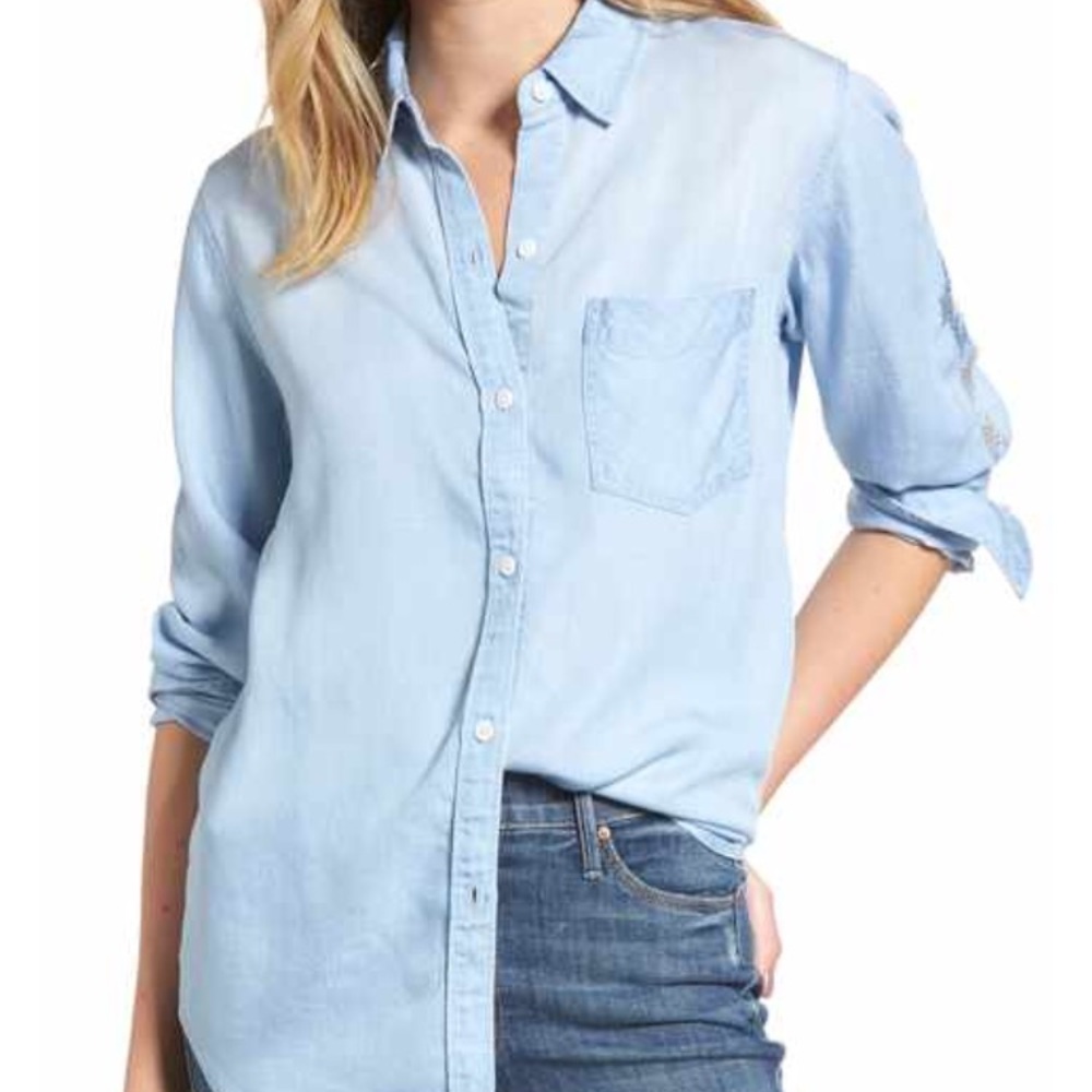 Rails Denim Button Down Blouse Shirt